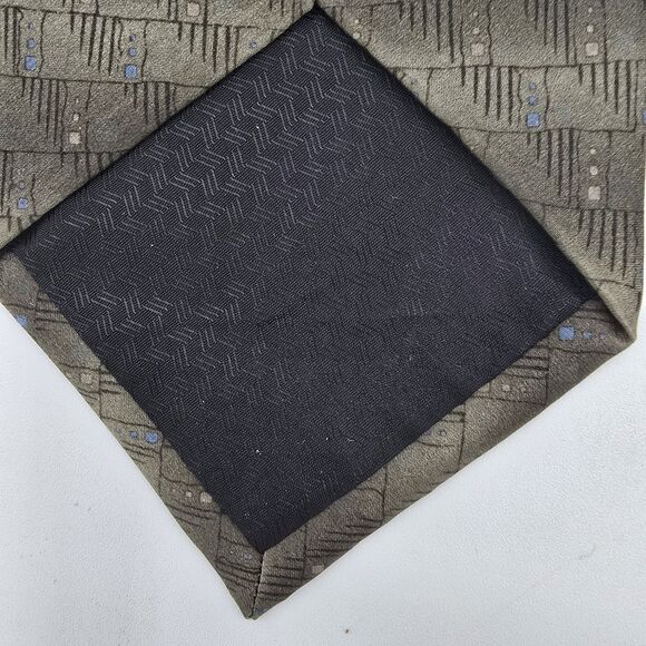 Mens Necktie Formal Suit 57"Lx4" Black Brown Striped Tie Vintage - Picture 4 of 6